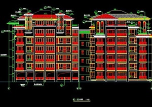 欧式风格7层住宅楼建筑施工图