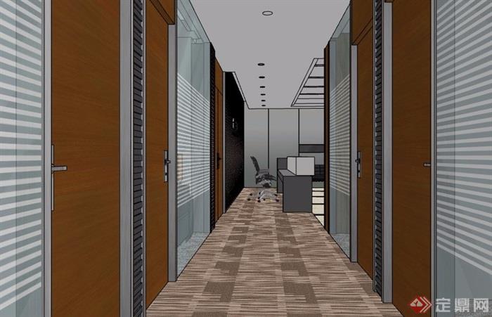 现代风格公司办公空间室内设计su模型