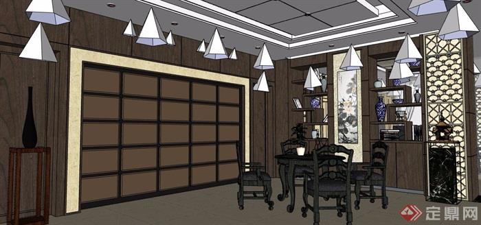 中式风格总经理办公室室内设计su模型