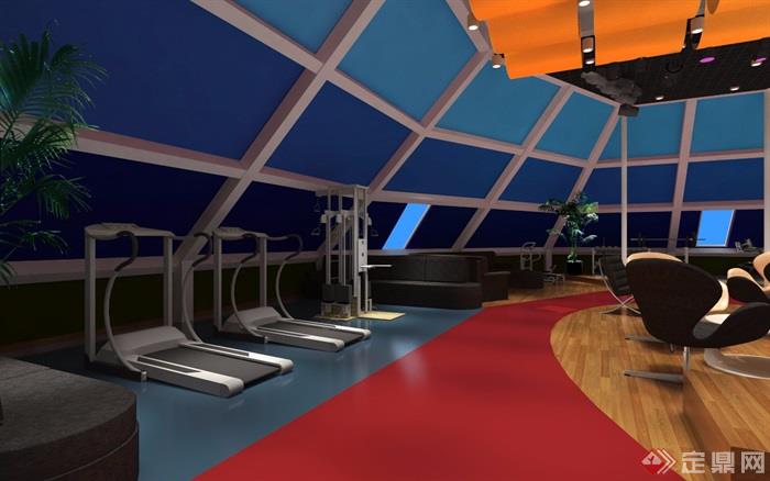 现代风格健身房室内设计效果图