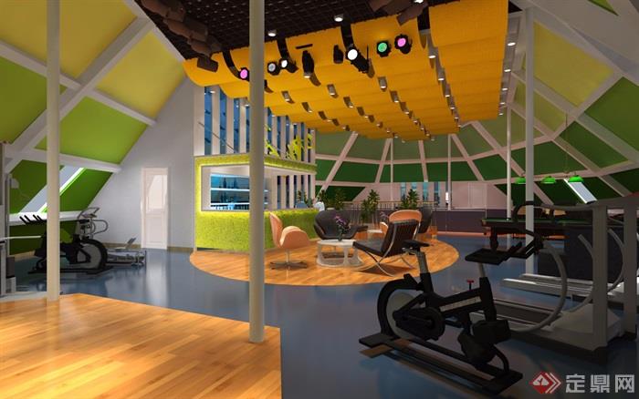 现代风格健身房室内设计效果图