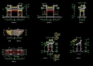 中式门亭CAD建筑图纸