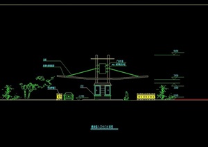 两个车行路入口钢结构大门设计cad方案图