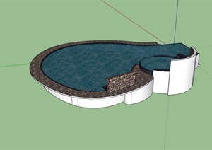 园林景观详细的节点泳池设计SU(草图大师)模型