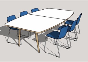 拼接式会议桌椅组合SU(草图大师)模型