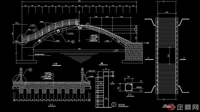 详细的完整拱桥素材cad施工图