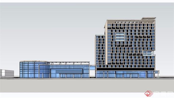 详细的完整办公建筑楼设计su模型