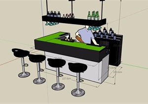 简单的酒吧吧台素材SU(草图大师)模型