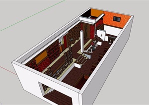 现代风格餐饮详细空间设计SU(草图大师)模型