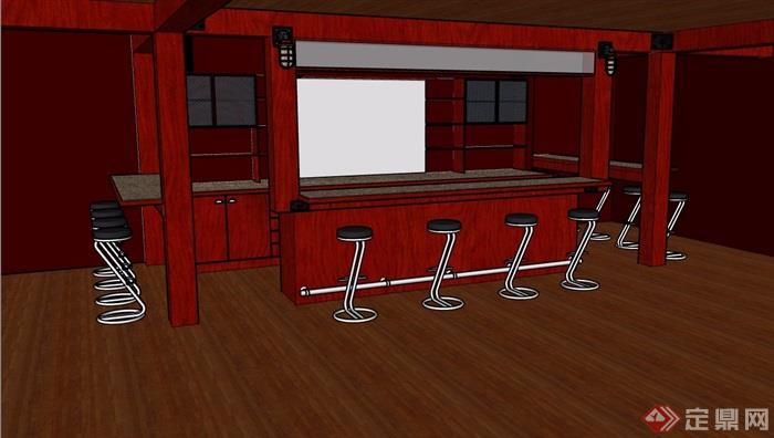 吧台及坐凳素材设计su模型