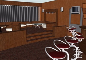 详细的整体餐饮空间详细设计SU(草图大师)模型