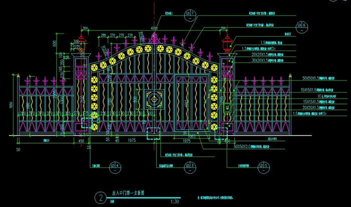 主入口铁工门CAD施工图(2)