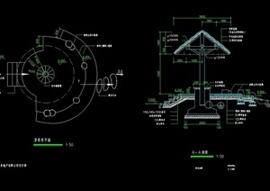 园林景观茅草亭素材设计cad施工图
