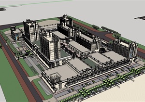 新古典风格详细的精致商业住宅楼设计SU(草图大师)模型