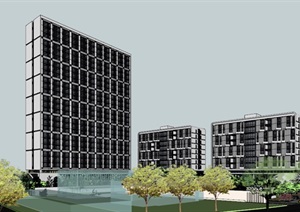 现代简约立面构成式创意阳台造型表皮住宅楼公寓小区规划设计