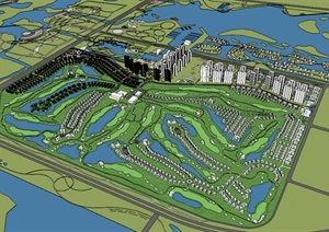 大型滨水城市住宅群规划水上温泉度假旅游村规划设计