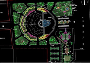 广场绿化及环境设计cad总平面