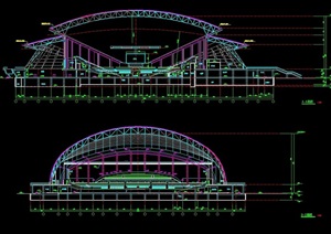 某临海体育馆建筑设计cad方案图