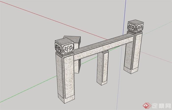 中式石栏杆素材设计su模型