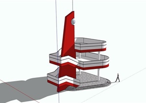 两层景观塔素材设计SU(草图大师)模型