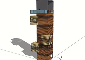 景观塔楼建筑素材SU(草图大师)模型
