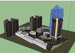 底商住宅及办公建筑楼设计SU(草图大师)模型