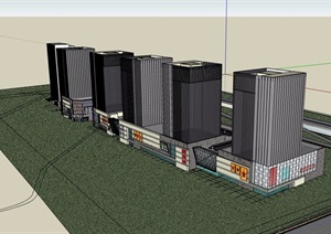 某详细的商业办公完整建筑楼设计SU(草图大师)模型