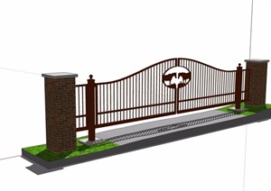园林景观铁艺入口门设计SU(草图大师)模型