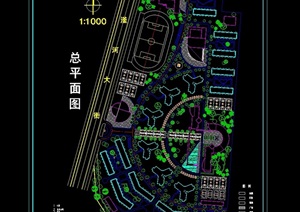 大学城学校详细景观设计cad总平面图