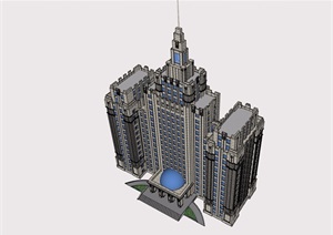 某详细的完整办公楼建筑楼SU(草图大师)模型