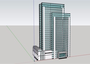 某详细的整体办公楼矩形建筑设计SU(草图大师)模型