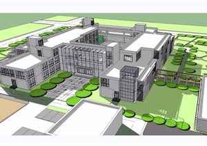 三层详细的医院建筑楼设计SU(草图大师)模型