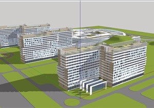 某详细的整体多层医院建筑楼设计SU(草图大师)模型