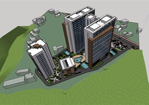 某详细的完整高层医疗建筑楼SU(草图大师)模型