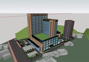 详细完整的高层医疗建筑楼设计SU(草图大师)模型