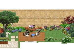庭院景观 植物 休闲椅 花卉SU(草图大师)模型