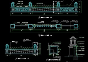 简欧风格详细的景墙设计cad施工图