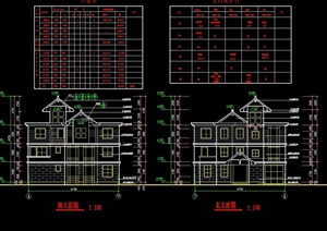中式三层别墅建筑cad施工图