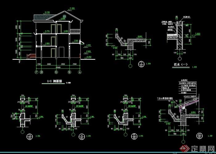 欧式风格详细的两层别墅设计cad施工图及效果图