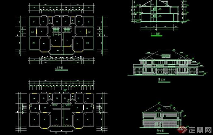 欧式风格双拼住宅别墅设计cad施工图