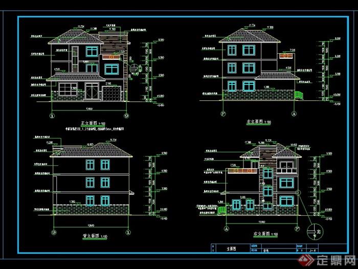 某详细的完整欧式住宅别墅设计cad施工图