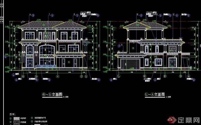 欧式风格详细三层住宅别墅设计cad施工及效果图