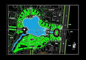 某详细的软件园临湖绿化cad方案平面