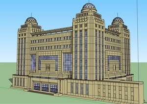 欧式详细的经典政府大厦建筑楼设计SU(草图大师)模型