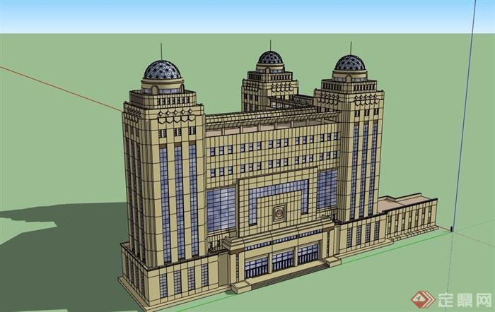 欧式详细的经典政府大厦建筑楼设计su模型