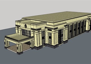 单层详细的欧式会所建筑设计SU(草图大师)模型