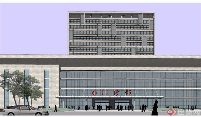 某详细的完美中医院建筑设计su模型