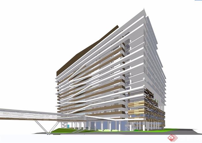 现代独特高层医院建筑楼设计su模型