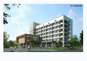 现代风格医院建筑设计SU(草图大师)模型及效果图