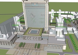 某国营医院详细的高层建筑设计SU(草图大师)模型